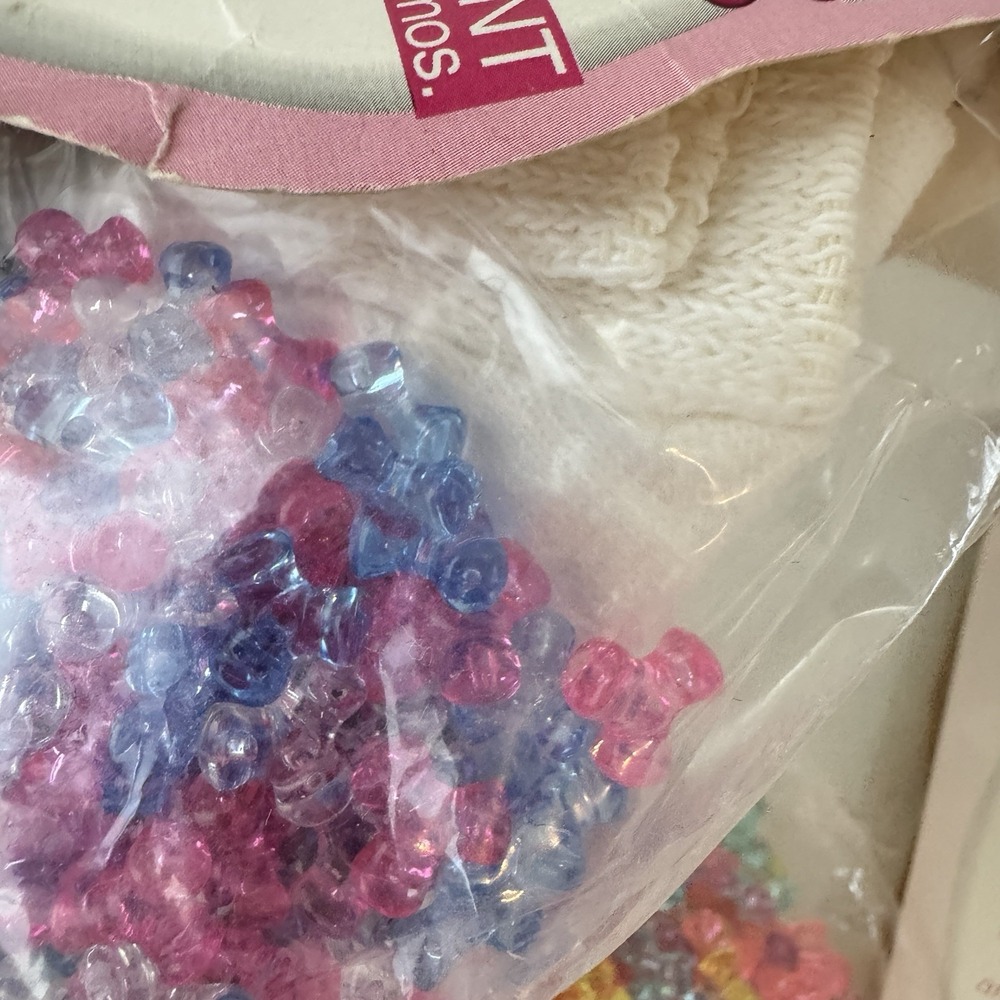 Vtg Toddler Girls Beaded Sock Kit Lot Bobby Sockies Pink Purple 80s 90s NOS - Picture 3 of 9
